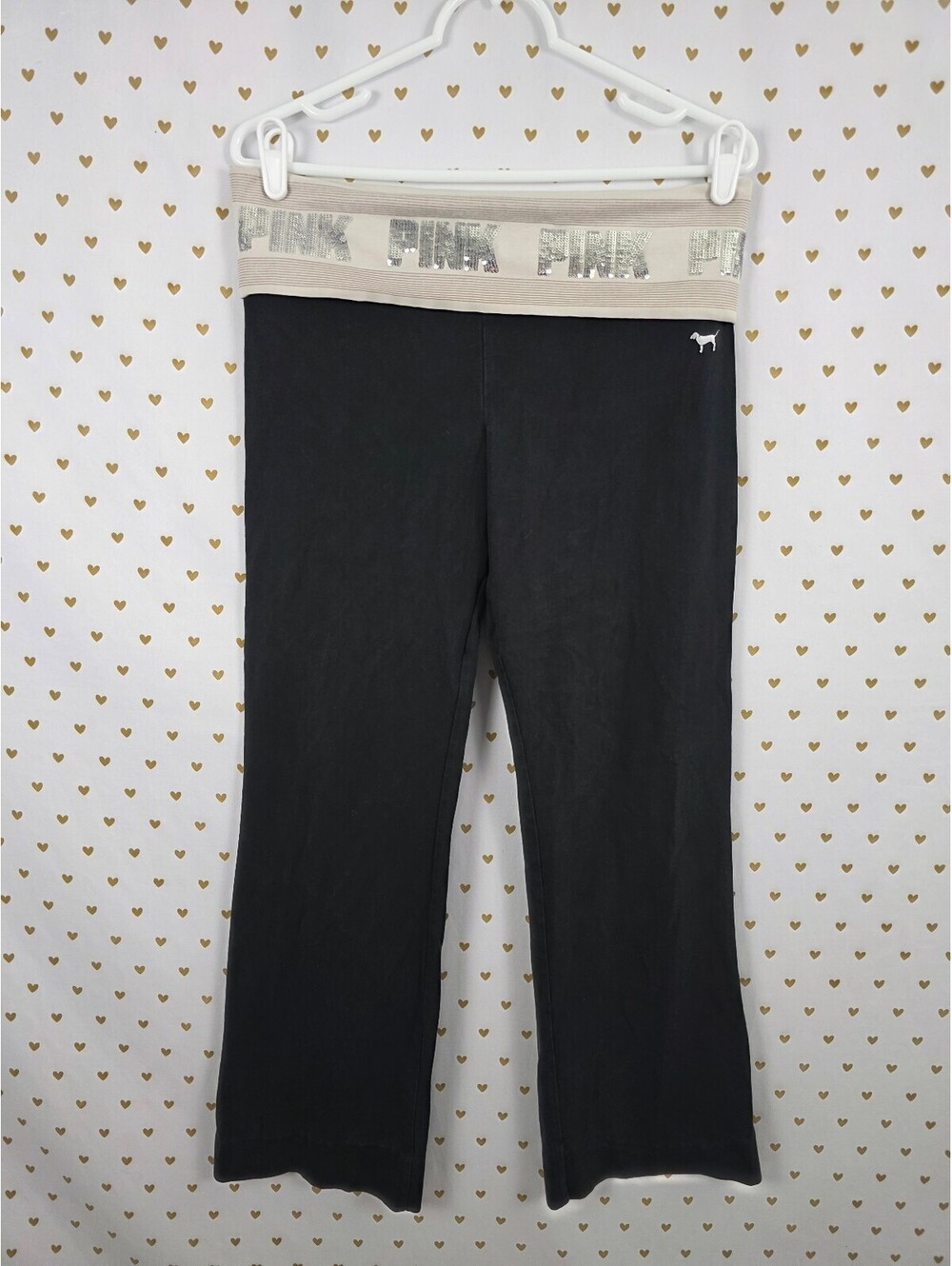 Victorias Secret PINK bling foldover flare yoga pants y2k Large